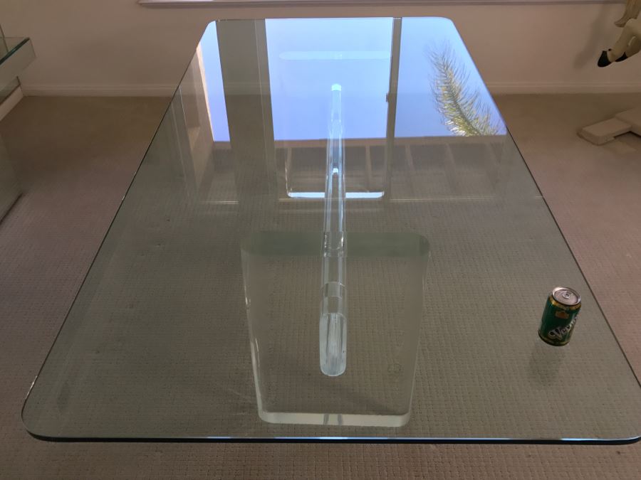 Signed Mid-Century Modern Karl Springer Lucite Dining Table With Glass Top Retails $15,000 4' X 8' [Photo 15]