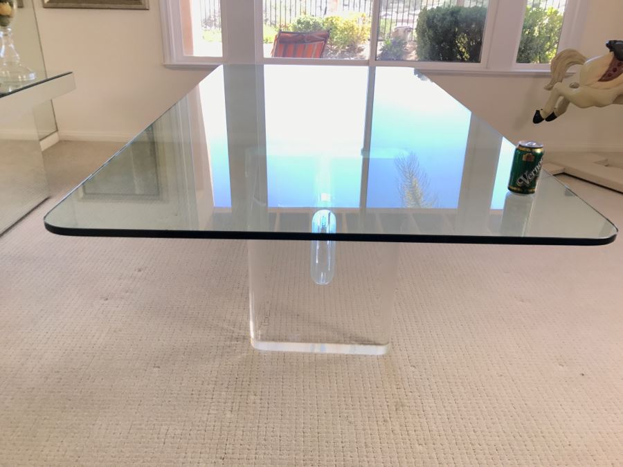 Signed Mid-Century Modern Karl Springer Lucite Dining Table With Glass Top Retails $15,000 4' X 8' [Photo 4]