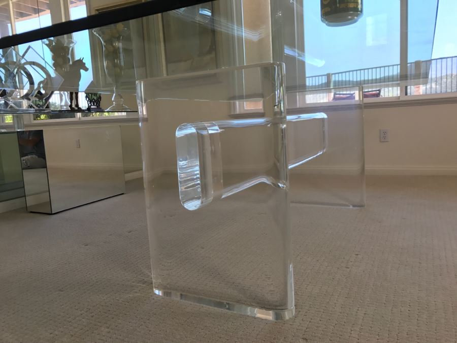 Signed Mid-Century Modern Karl Springer Lucite Dining Table With Glass Top Retails $15,000 4' X 8' [Photo 8]