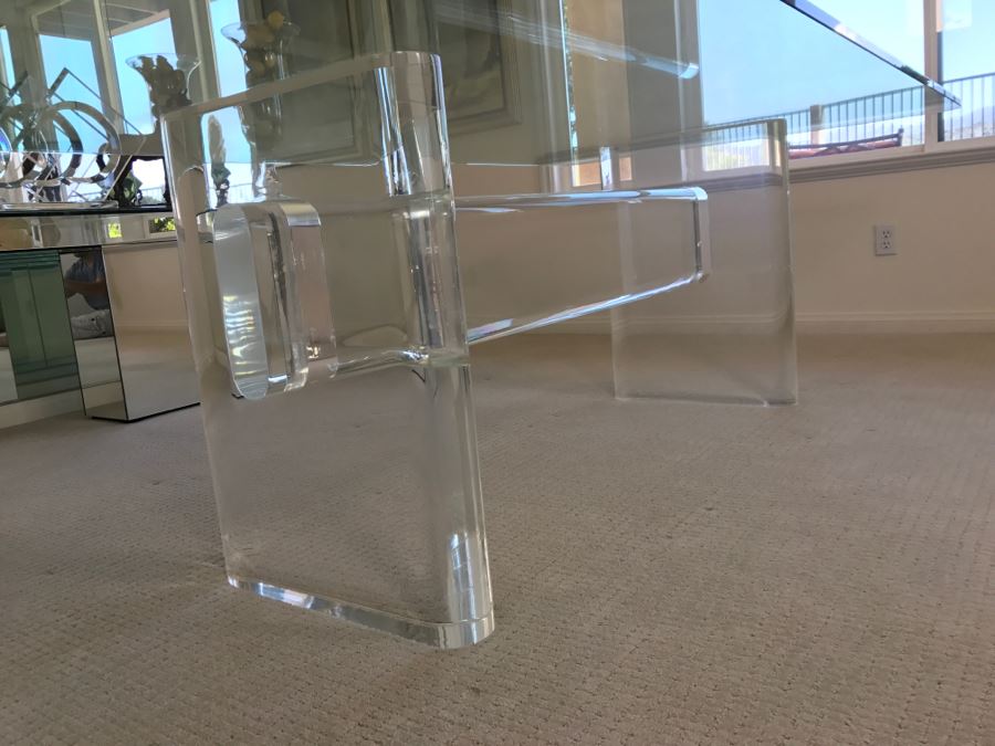 Signed Mid-Century Modern Karl Springer Lucite Dining Table With Glass Top Retails $15,000 4' X 8' [Photo 10]