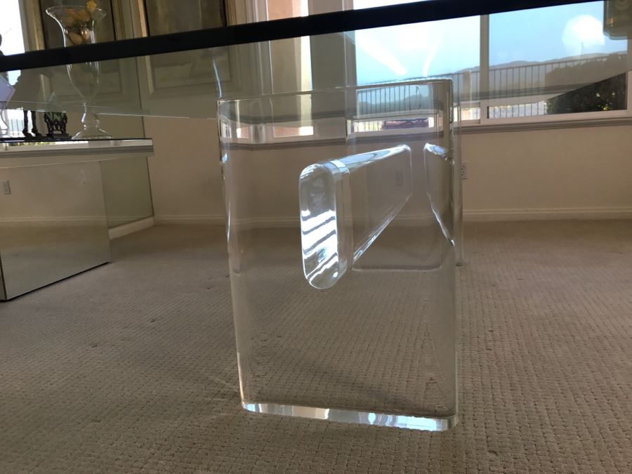 Signed Mid-Century Modern Karl Springer Lucite Dining Table With Glass Top Retails $15,000 4' X 8' [Photo 6]