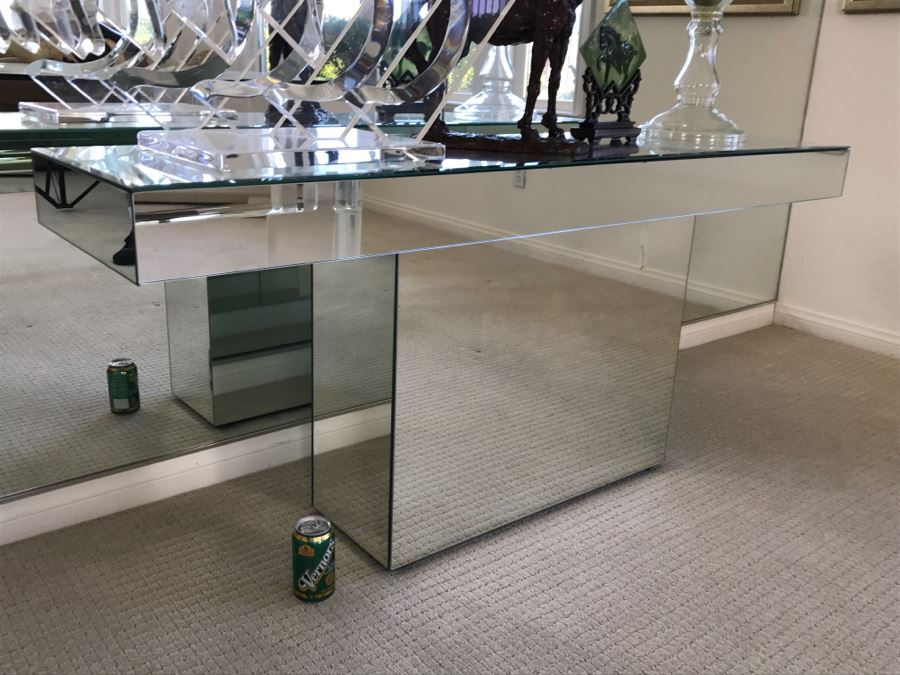 Mirrored Modernist Console Table 60'W X 16'D X 26.5'H [Photo 3]