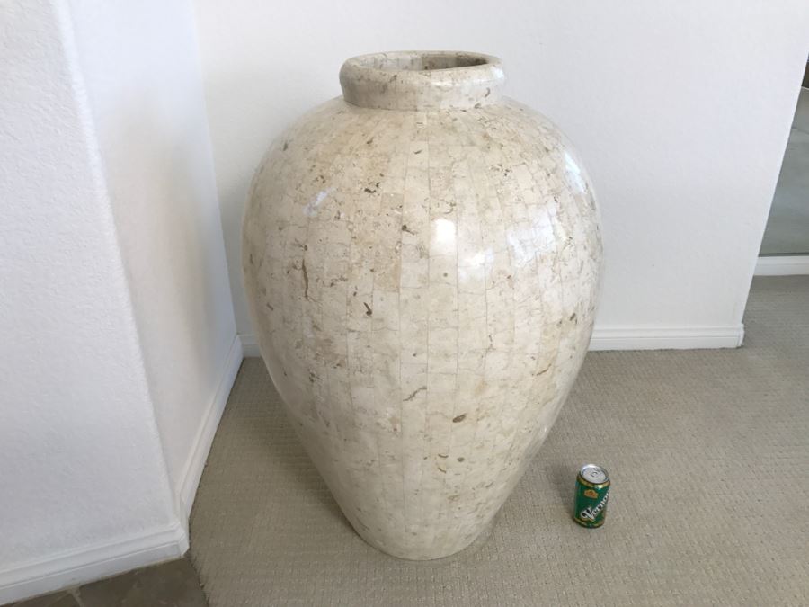 Large 3 Foot Decorative Stone Veneer Vase Made In The Philippines For Mission Furniture Los Angeles [Photo 3]