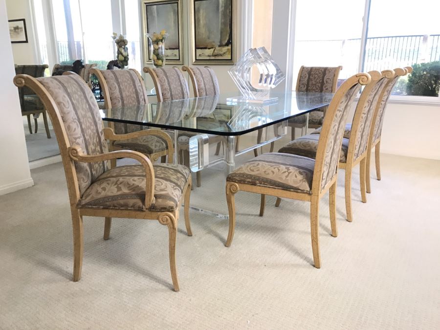 Set Of (8) Dining Room Wooden Upholstered Chairs - Two Are Armchairs (Does Not Include Table) [Photo 5]