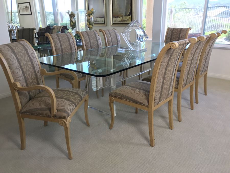 Set Of (8) Dining Room Wooden Upholstered Chairs - Two Are Armchairs (Does Not Include Table) [Photo 6]