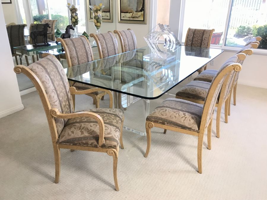 Set Of (8) Dining Room Wooden Upholstered Chairs - Two Are Armchairs (Does Not Include Table) [Photo 2]