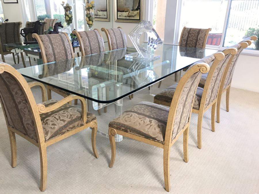 Set Of (8) Dining Room Wooden Upholstered Chairs - Two Are Armchairs (Does Not Include Table) [Photo 3]