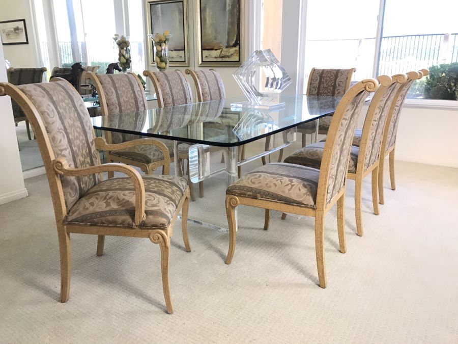 Set Of (8) Dining Room Wooden Upholstered Chairs - Two Are Armchairs (Does Not Include Table) [Photo 4]