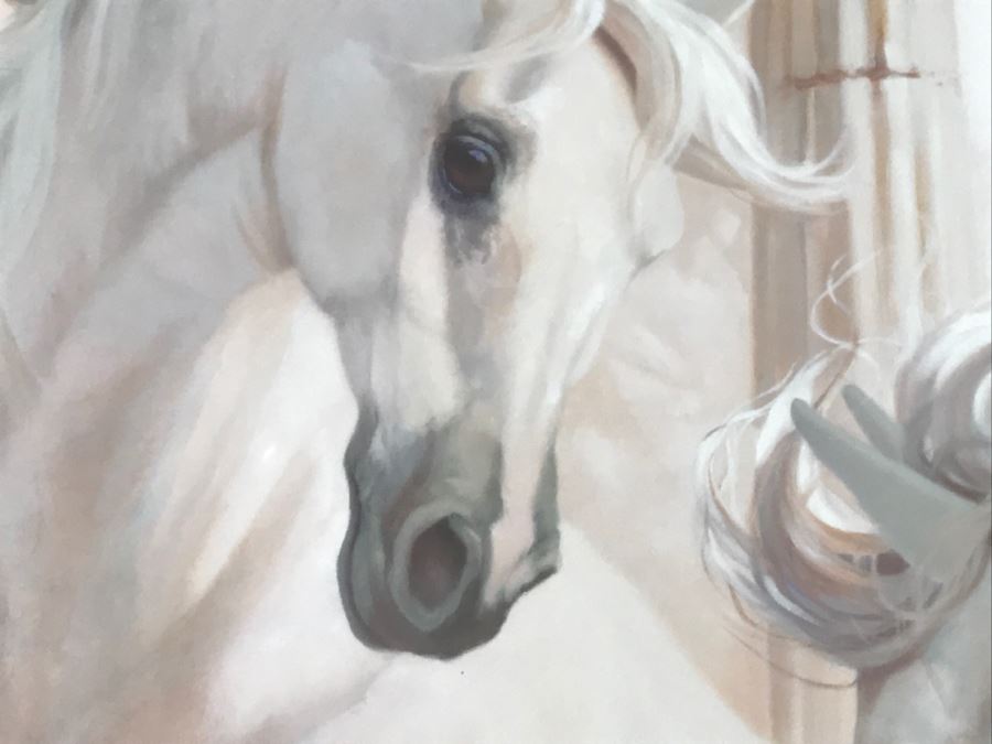 Carolyne Hawley Limited Edition Print Of White Horses 86 Of 350 Hand Signed By Artist 33' X 39' [Photo 8]