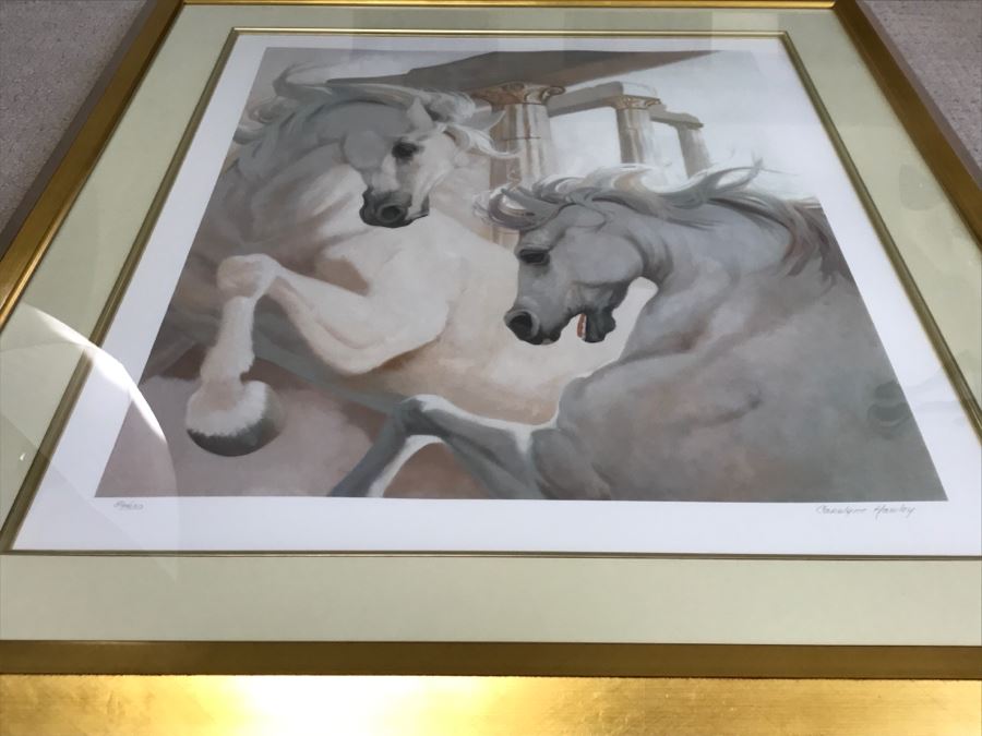Carolyne Hawley Limited Edition Print Of White Horses 86 Of 350 Hand Signed By Artist 33' X 39' [Photo 11]
