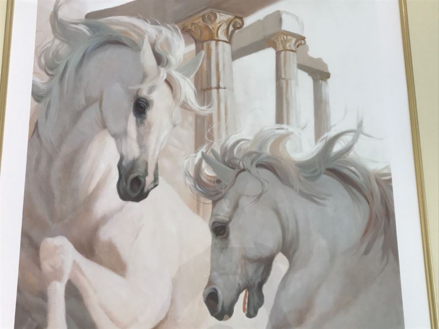 Carolyne Hawley Limited Edition Print Of White Horses 86 Of 350 Hand Signed By Artist 33' X 39' [Photo 6]