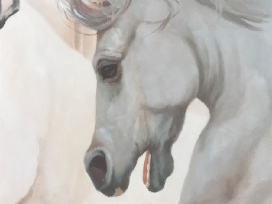 Carolyne Hawley Limited Edition Print Of White Horses 86 Of 350 Hand Signed By Artist 33' X 39' [Photo 7]