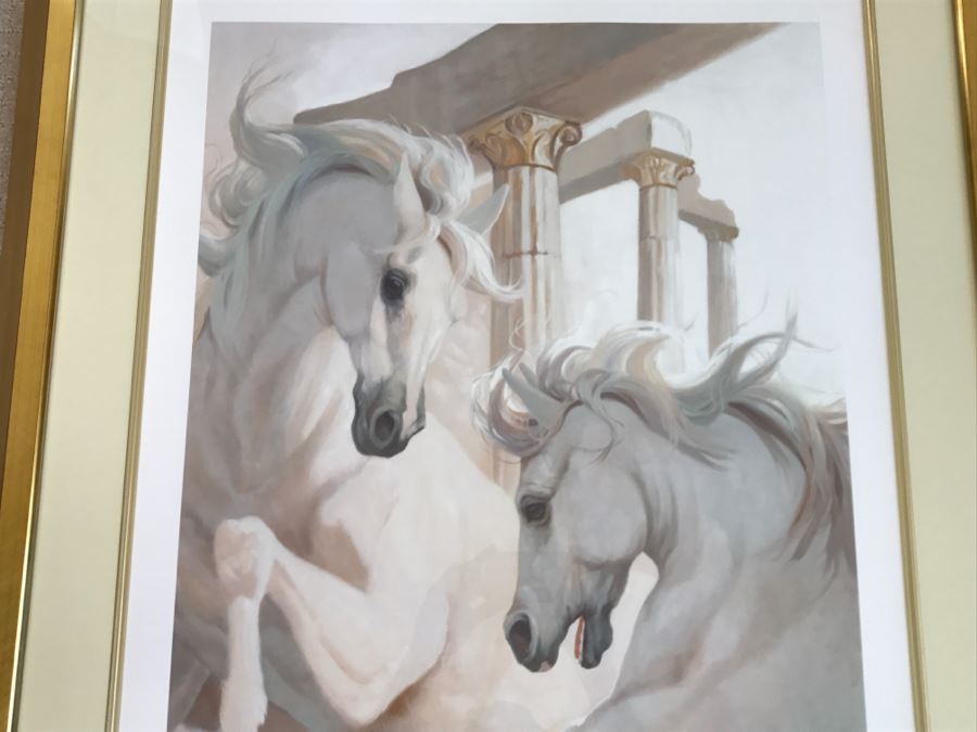 Carolyne Hawley Limited Edition Print Of White Horses 86 Of 350 Hand Signed By Artist 33' X 39' [Photo 5]
