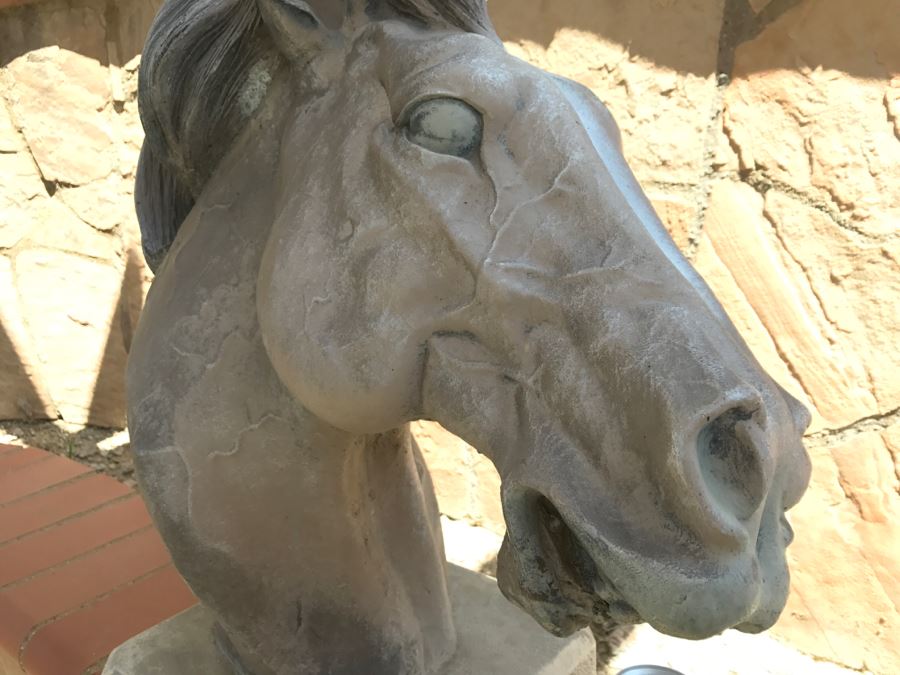 Henri Henri's Studio Horse Head Decor Home Garden Statue Signed And Dated Very Heavy 2'H [Photo 5]
