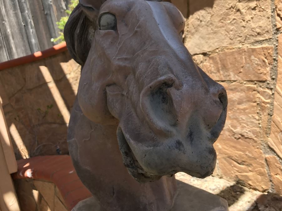 Henri Henri's Studio Horse Head Decor Home Garden Statue Signed And Dated Very Heavy 2'H [Photo 6]