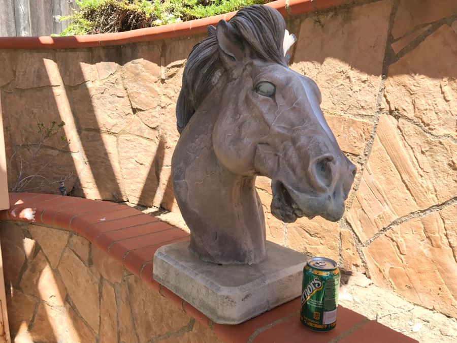 Henri Henri's Studio Horse Head Decor Home Garden Statue Signed And Dated Very Heavy 2'H [Photo 4]