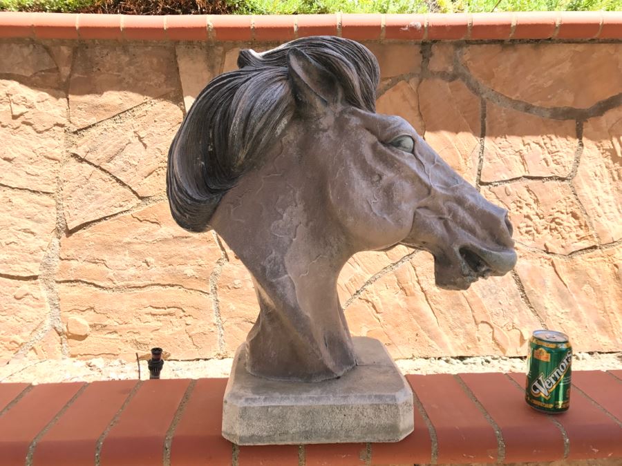 Henri Henri's Studio Horse Head Decor Home Garden Statue Signed And Dated Very Heavy 2'H