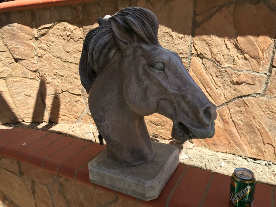 Henri Henri's Studio Horse Head Decor Home Garden Statue Signed And Dated Very Heavy 2'H [Photo 3]