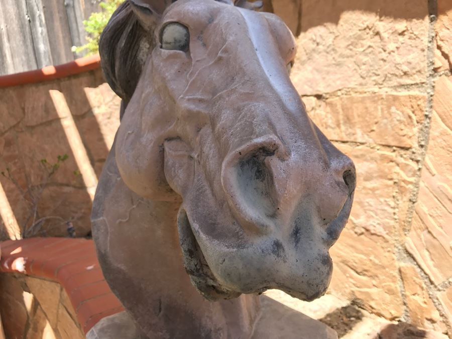 Henri Henri's Studio Horse Head Decor Home Garden Statue Signed And Dated Very Heavy 2'H [Photo 7]