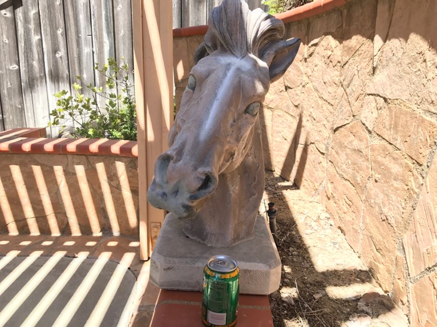 Henri Henri's Studio Horse Head Decor Home Garden Statue Signed And Dated Very Heavy 2'H [Photo 8]