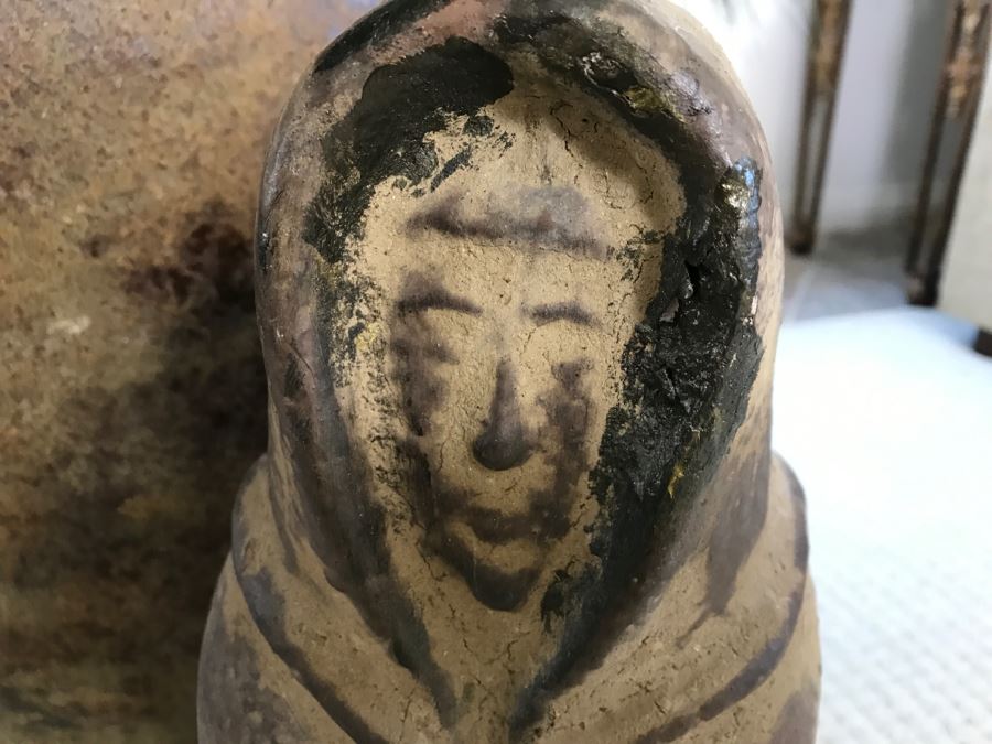 Two Large Statues And A Large Designer Pot With Metal Handles And Faux Flowers [Photo 9]