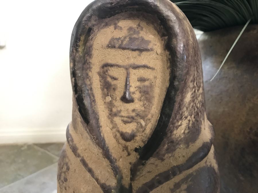 Two Large Statues And A Large Designer Pot With Metal Handles And Faux Flowers [Photo 11]