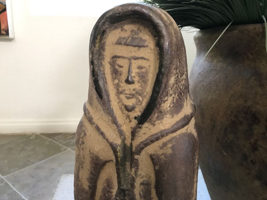 Two Large Statues And A Large Designer Pot With Metal Handles And Faux Flowers [Photo 5]