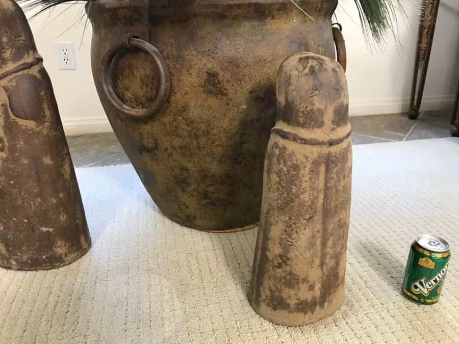 Two Large Statues And A Large Designer Pot With Metal Handles And Faux Flowers [Photo 7]