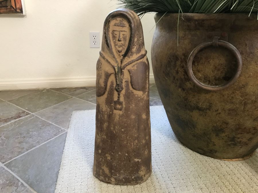 Two Large Statues And A Large Designer Pot With Metal Handles And Faux Flowers [Photo 6]