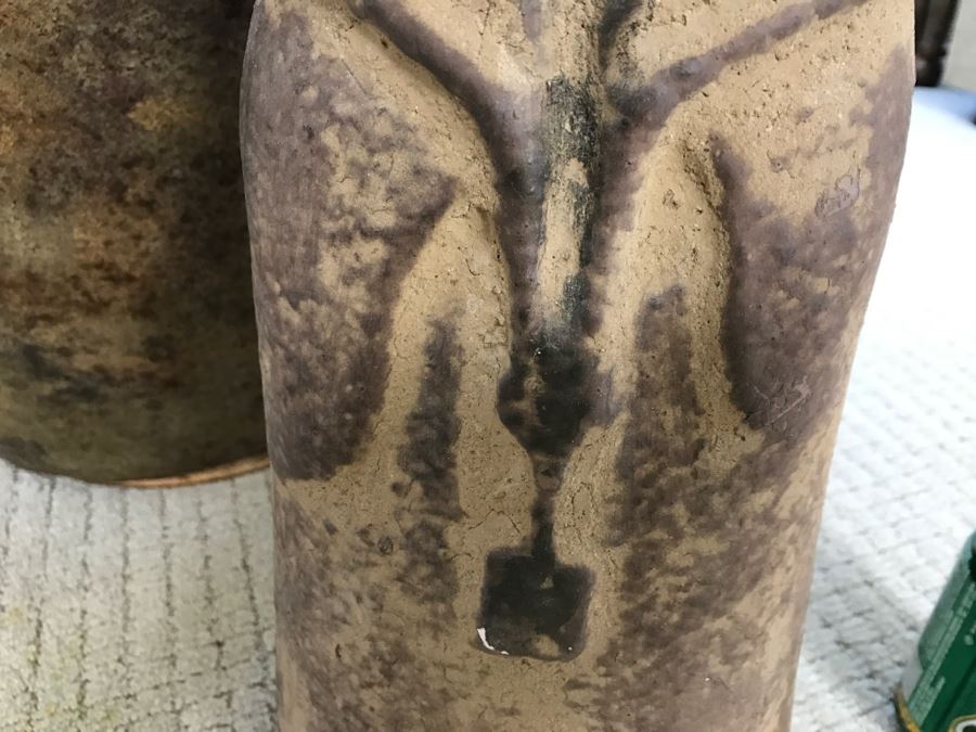 Two Large Statues And A Large Designer Pot With Metal Handles And Faux Flowers [Photo 10]