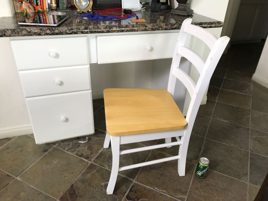 White Wooden Desk Chair