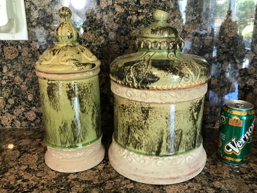Large Decorative Ceramic Lidded Jars Pots