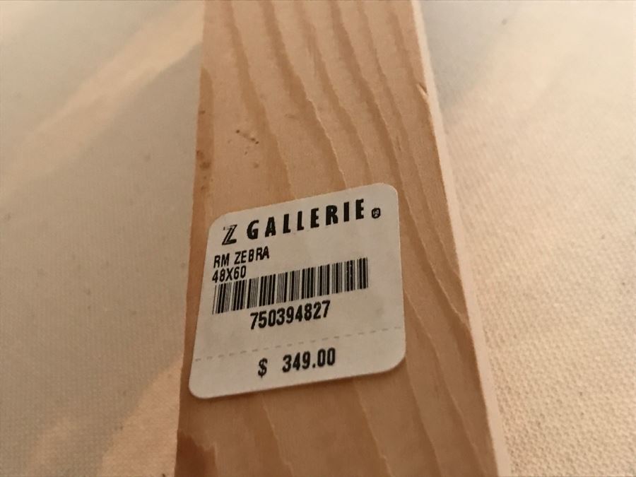 Large Z Gallerie Canvas Zebra Print By R. Atkins Retails 349 48 X 60