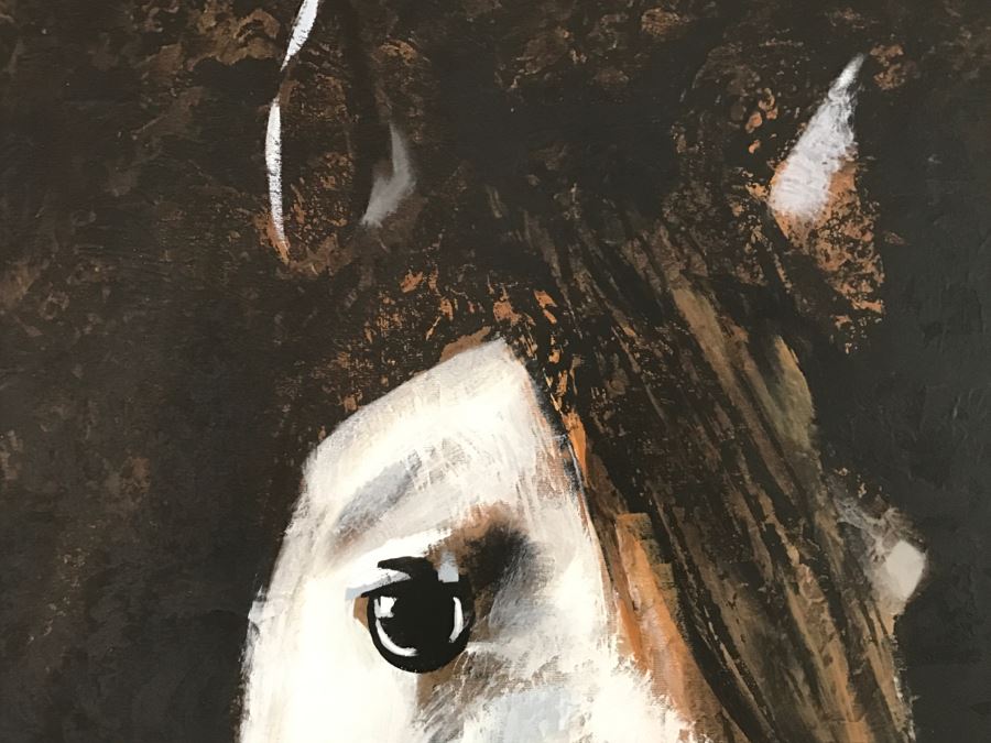 Large Z Gallerie Canvas Horse Print By R. Atkins Retails $349 48 X 25 [Photo 4]