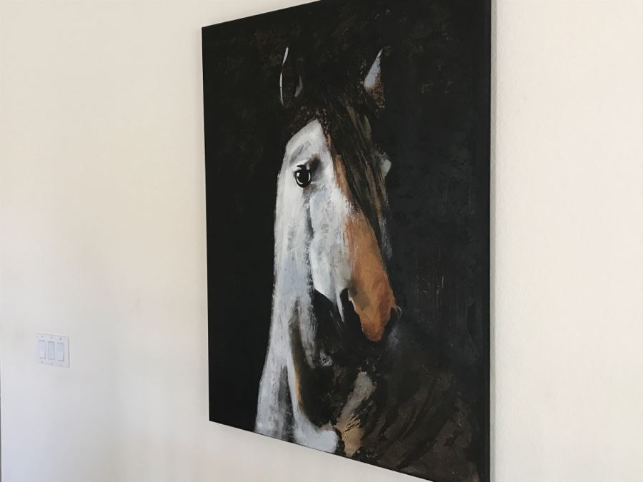 Large Z Gallerie Canvas Horse Print By R. Atkins Retails $349 48 X 25 [Photo 3]