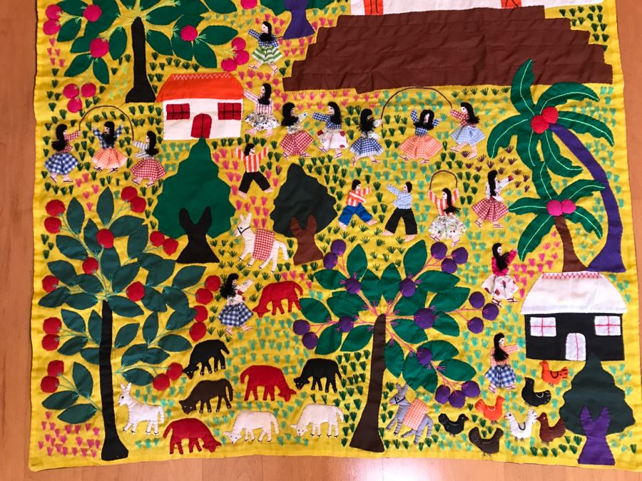 Detailed Guatemalan Embroidery Hanging Kids Playing [Photo 2]