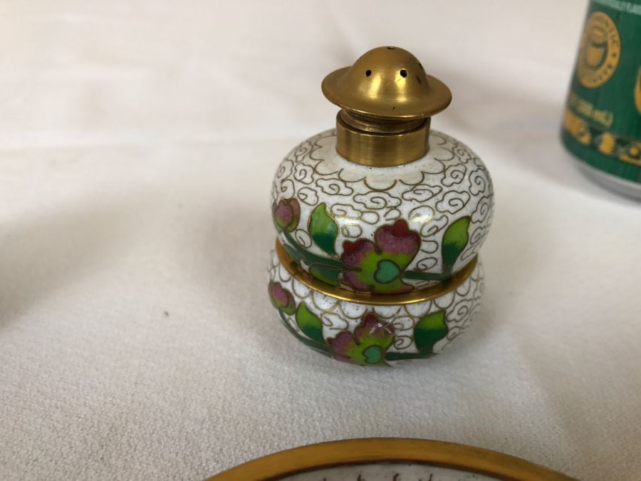 Chinese Cloisonne Lot With Dishes, Salt Shakers And Ashtrays [Photo 9]