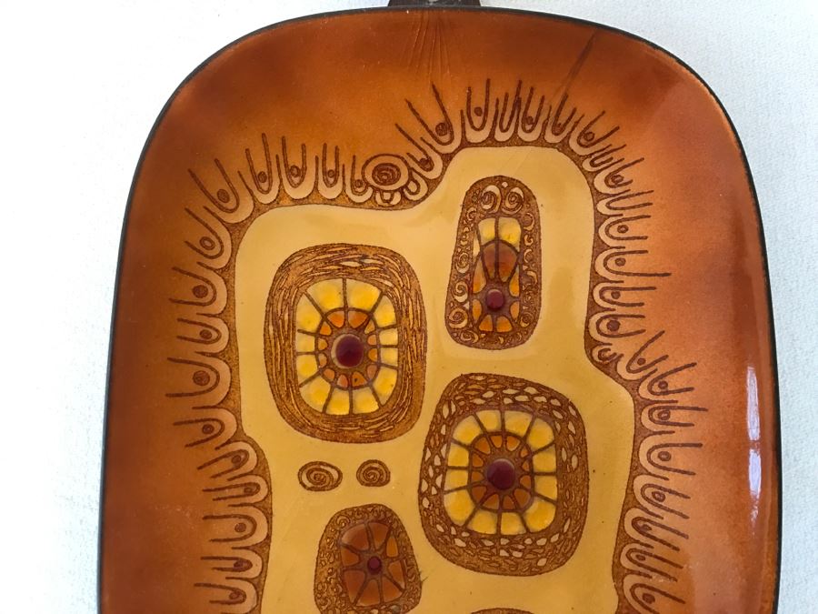 Phyllis Wallen Mid-Century Enamel On Copper Artwork With Stand San Diego [Photo 4]