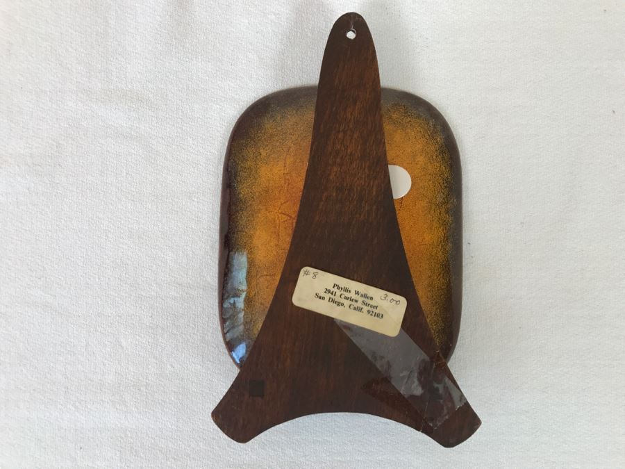 Phyllis Wallen Mid-Century Enamel On Copper Artwork With Stand San Diego [Photo 6]