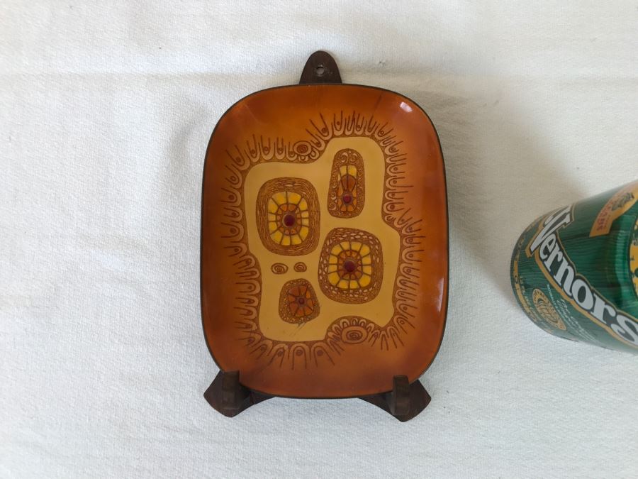 Phyllis Wallen Mid-Century Enamel On Copper Artwork With Stand San Diego [Photo 8]