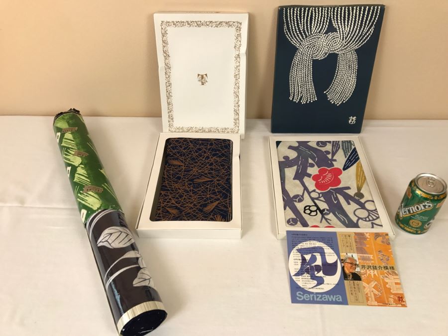 Collection Of Japanese Textiles Including Keisuke Serizawa And Takashimaya