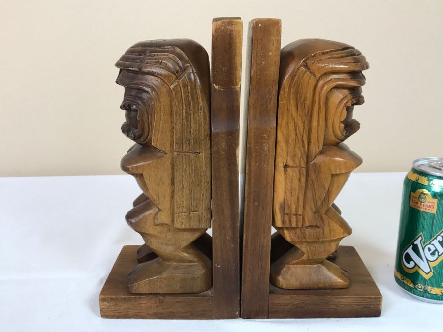 Pair Of Hand Carved Wooden TIKI Bookends [Photo 7]
