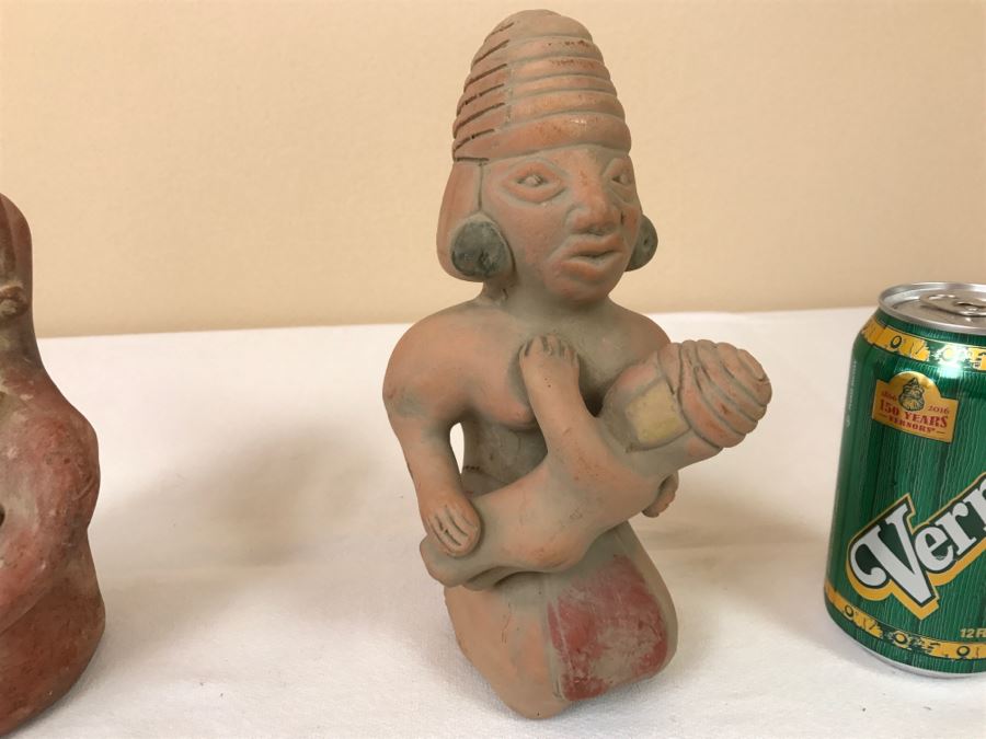 Pair Of Reproduction Mayan Clay Mother And Child Sculptures [Photo 18]