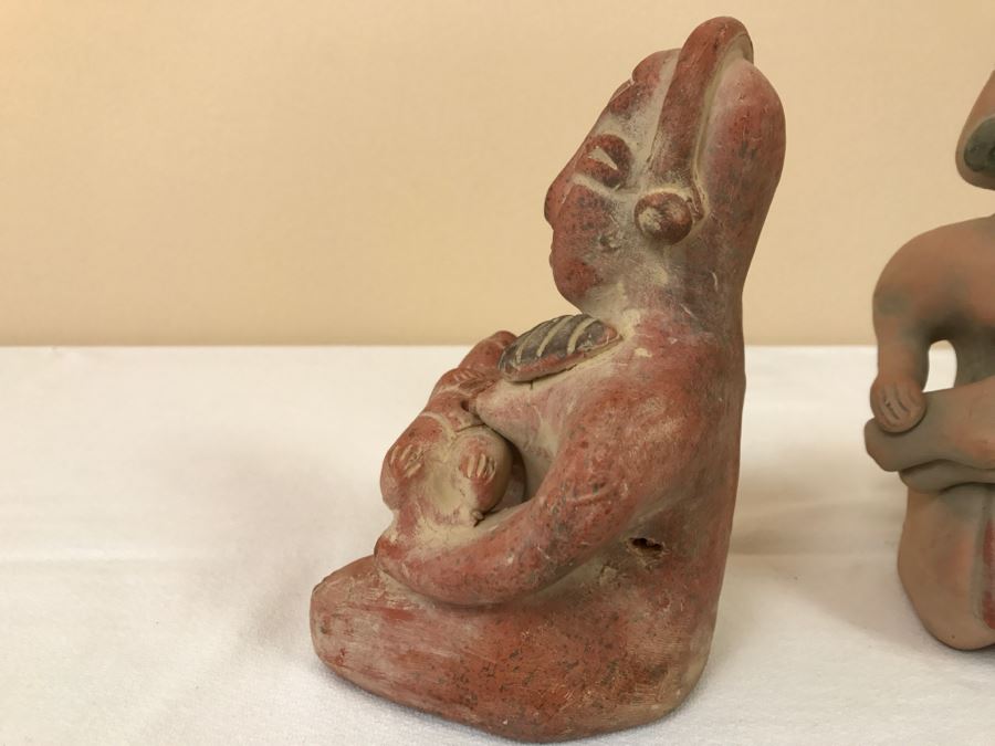 Pair Of Reproduction Mayan Clay Mother And Child Sculptures [Photo 7]