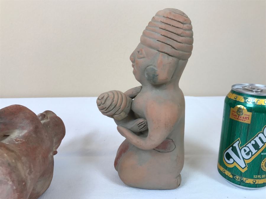 Pair Of Reproduction Mayan Clay Mother And Child Sculptures [Photo 14]