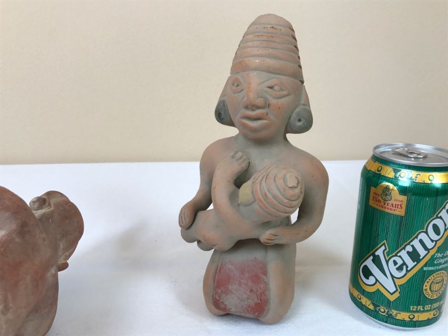 Pair Of Reproduction Mayan Clay Mother And Child Sculptures [Photo 11]