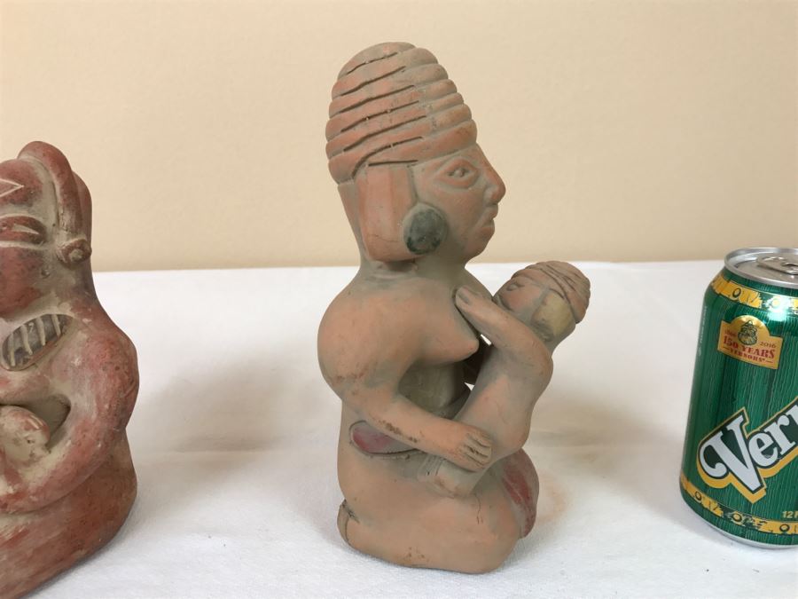 Pair Of Reproduction Mayan Clay Mother And Child Sculptures [Photo 16]