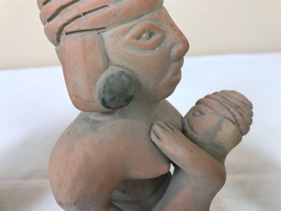 Pair Of Reproduction Mayan Clay Mother And Child Sculptures [Photo 17]