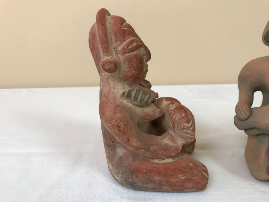 Pair Of Reproduction Mayan Clay Mother And Child Sculptures [Photo 4]