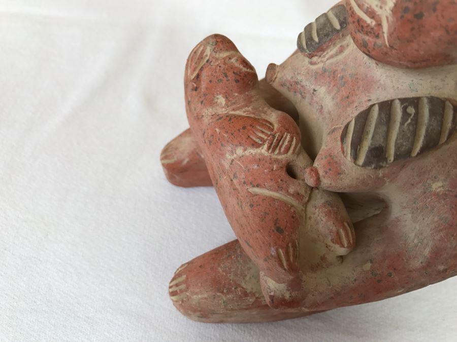 Pair Of Reproduction Mayan Clay Mother And Child Sculptures [Photo 8]